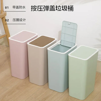 Creative New Rectangular Trash Can Kitchen Bathroom Toilet Trash Can Living Room Room With Lid Trashs Can Nordic Push Trash Can