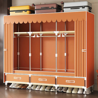 Orange wardrobe with drawers for home use, bedrooms for rent, sturdy and durable clothes cabinet for hanging clothes