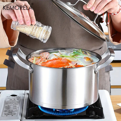 16/20/24cmStainless Steel Pot Set Thickened Right Angle Soup Pot Milk Pot Fry Pot Household Right-Angle Steamer Kitchen Utensils