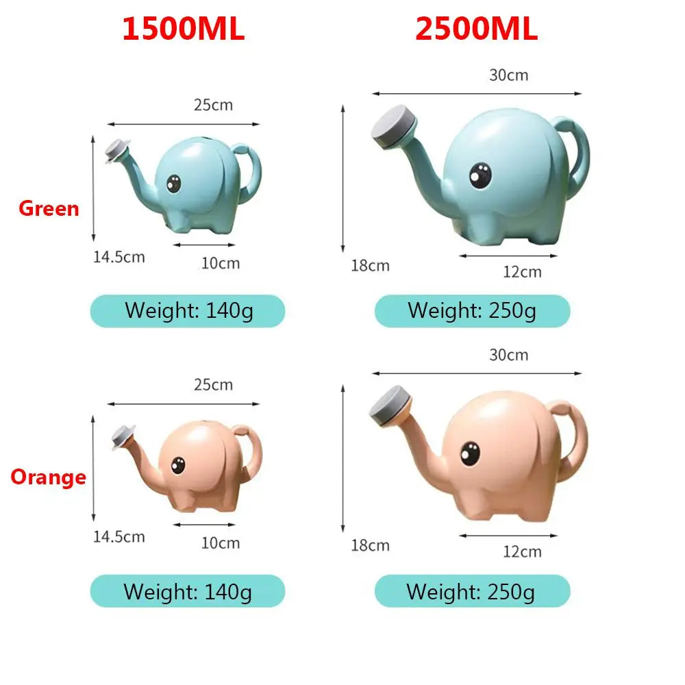 2500ml Outdoor Elephant Watering Can Kids Home Patio Lawn Gardening Irrigation Plant Outdoor Cute Cartoon Plastic Watering Pot