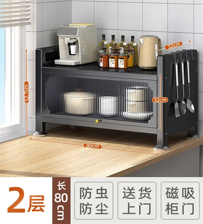 Modern Metal Kitchen Cabinets Kitchen Furniture Multi-layer Storage Cabinet Floor Racks Multi-functional Tableware Cabinet U