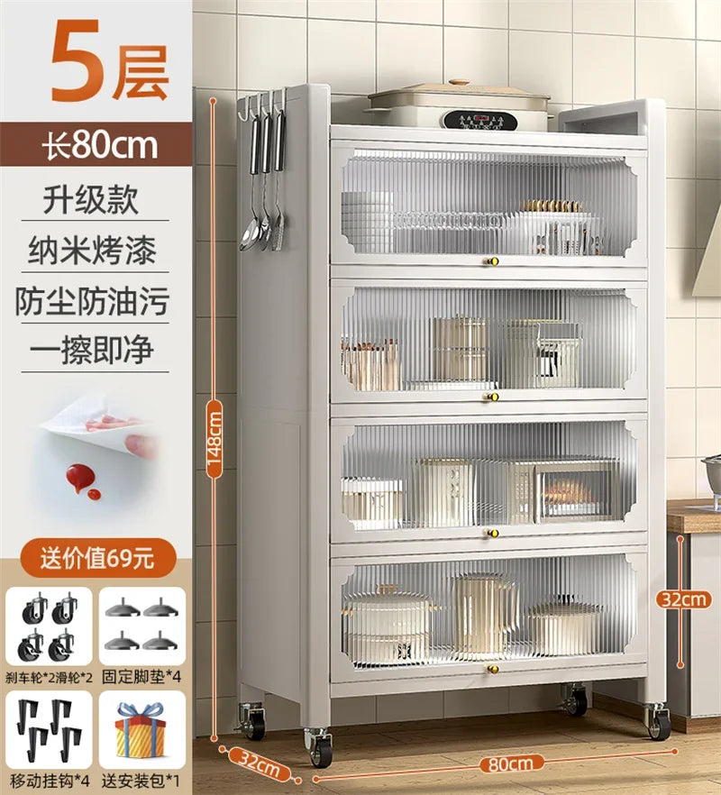 Modern Metal Kitchen Cabinets Kitchen Furniture Multi-layer Storage Cabinet Floor Racks Multi-functional Tableware Cabinet U