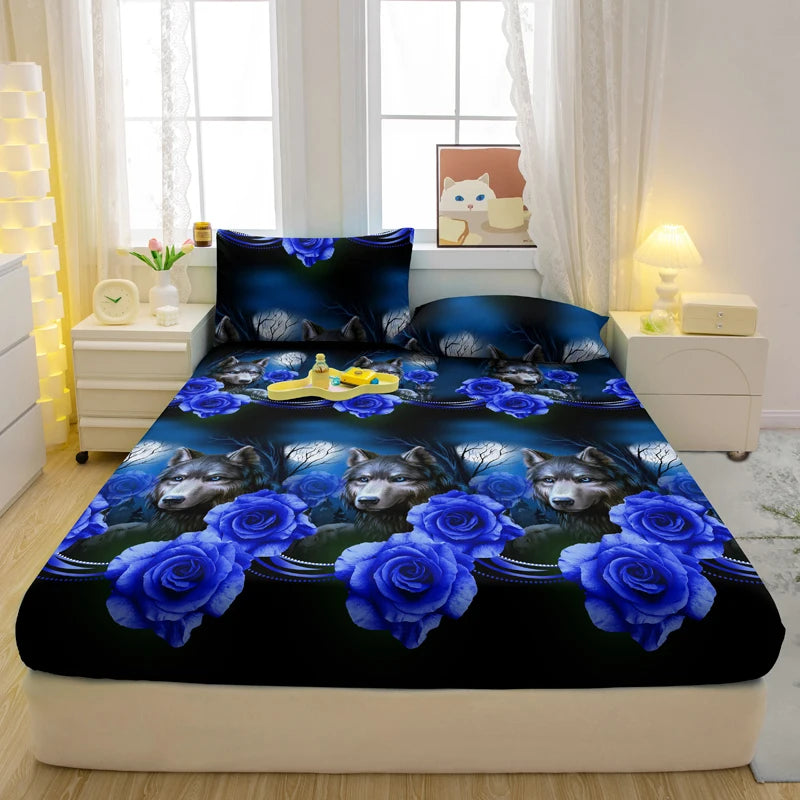 1 Simple Modern Animal Printed Matte Fitted Sheet, Bedroom Printed Bed Cover, Bedding (Excluding Pillowcases)