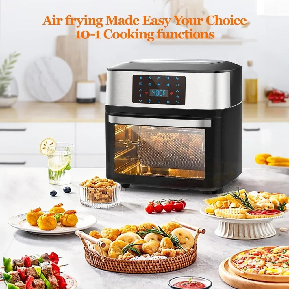 Air Fryers, 10-in-1 20 QT, Visible Cooking Window,  Air Fryer Toaster Oven Combo with Recipes & 13 Accessories , Air Fryers