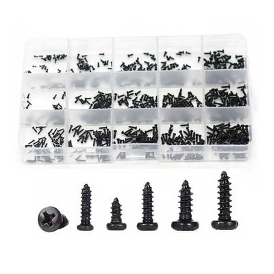 M1 M1.2 M1.4 M1.5 M1.7 Phillips Head Micro Screws PA Round Head Self-tapping Wood Screws Kit 750Pcs Small Electronic Screws Set