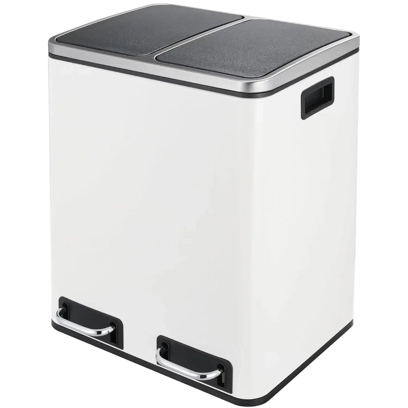 30L Stainless Steel Kitchen Garbage Can, Step-on Classified Recycle Garbage Bin with Removable Inner Buckets