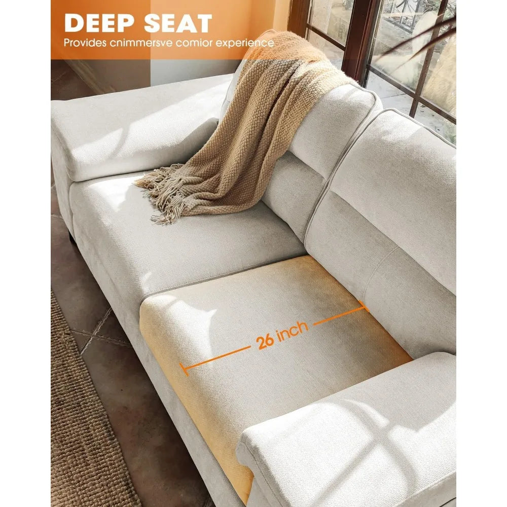 71.25" Modern Sofa Bed for Living Room, Deep Seating Sofa with 8" Cushions, Removable Cover, High Leg (Beige)