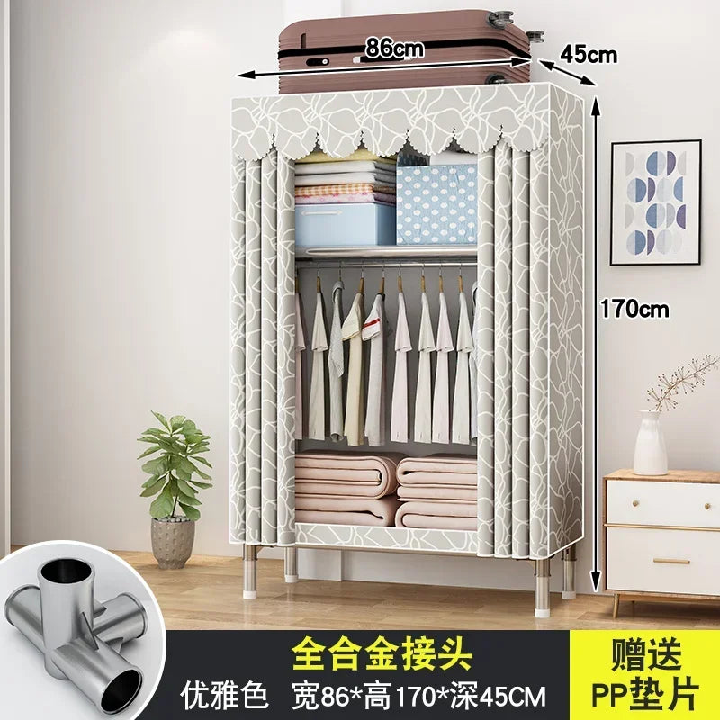 Simple Steel Frame Wardrobe  Easy Assembly, NonWoven Fabric Closet, Durable Storage Solution, Bedroom Organization