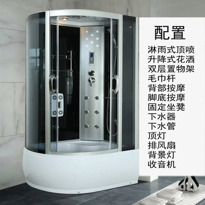 Integrated shower room with surfing integrated enclosed bathroom, sauna, soaking tub, dry wet separation shower room