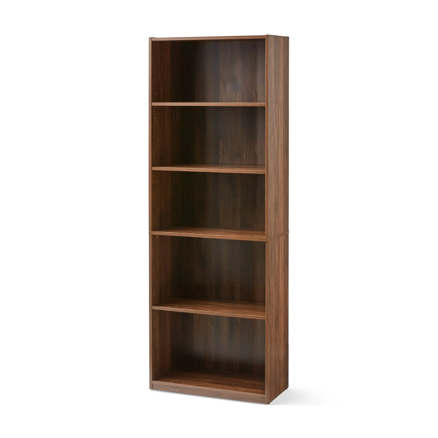 5-Shelf Bookcase with Adjustable Shelves, Canyon Walnut/Rustic Oak