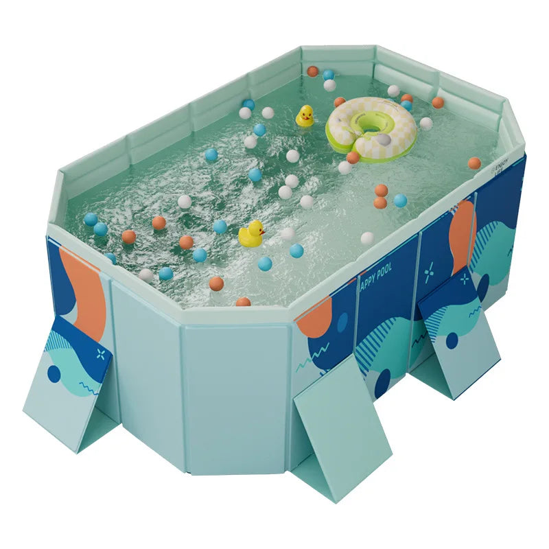 Foldable Non-Inflatable Kids' and Adults' Outdoor Swimming Pool - Hard Plastic Shell, Kid Pool for Backyard Dog Pools