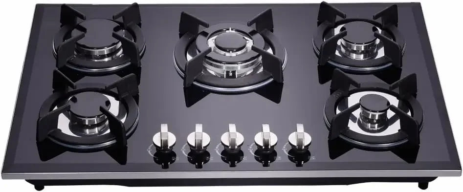 30 Inch LPG/NG Gas Cooktop Dual Fuel 5 Sealed Brass Burner Stainless Steel Hob 110V AC pulse Ignition Stainless Steel