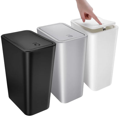 Rectangular Plastic Trash Can With -up Lids, 2.4gal Capacity, Durable Waste Basket For Bathroom, Office, Bedroom, And Living Roo