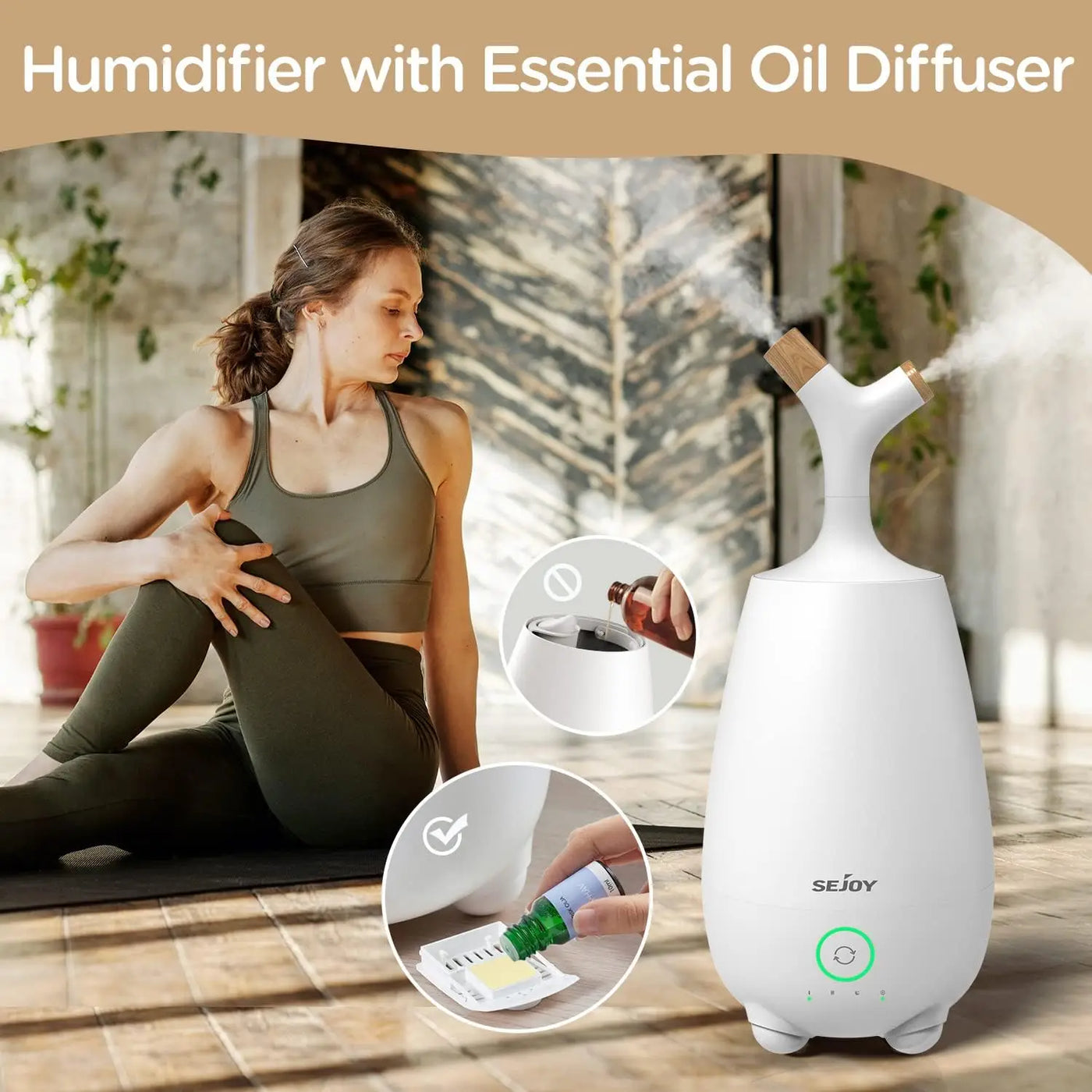 SEJOY Humidifiers for Large Room 5L Ultrasonic Cool Mist Humidifier for Bedroom Ultra Quiet Top Fill Air Humidifier for Baby