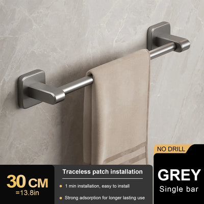 Bathroom Hand Towel Rack Towel Holder Wall Mount No Drill Mount 30/40/50cm Towel Bar Plastic ABS Double Bar 2 Tier Apartment