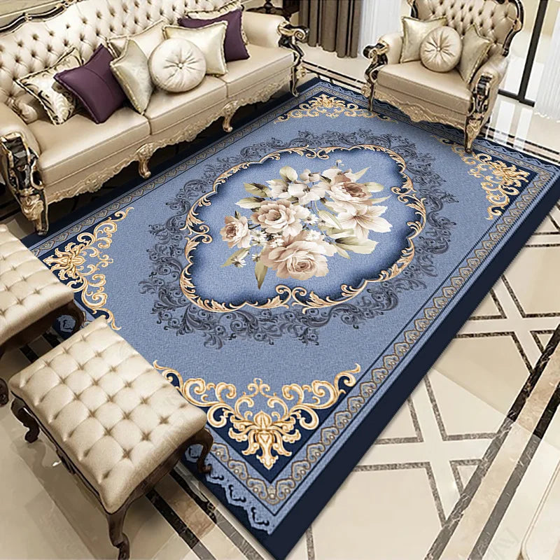 Chinese Style Carpet Big Size Rectangle Luxury Rugs Home Living Room Decoration Non Slip Washable Bedroom Bathroom Polyester Mat