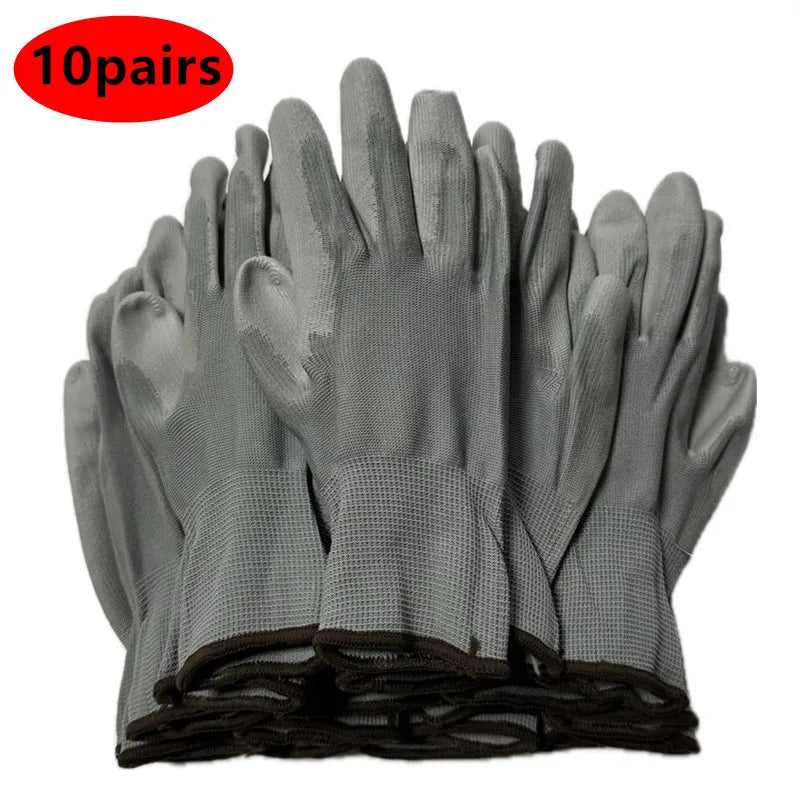 20pcs/10 pairsPolyurethane Gloves Safety Work Gloves Repair Gloves Palm Coated Gloves Carpenter Repairman Supplies