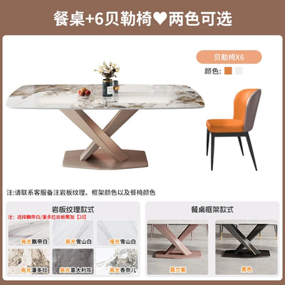 Rock-board Dining Table Hotel Modern Delicate Simple Luxurious Dining Table for Living Room Mueble Para Cocina Dining Room