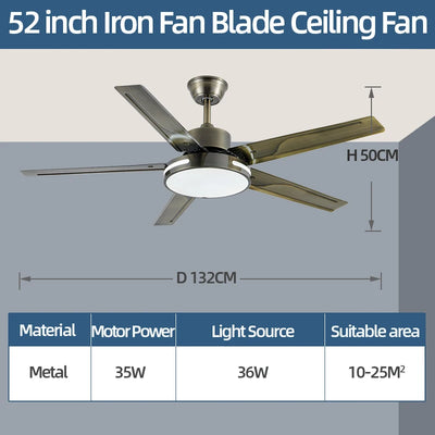 Modern LED Ceiling Fan With Light 52Inches DC Motor Reversible Blades Remote Control Led Fans Lamp With Lights