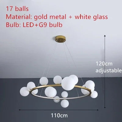 Modern Clear Glass Bubble LED Ceiling Chandelier Hall Restaurant Bedroom Pendant Lights Lighting Fixtures Hanging Lamp Loft Deco