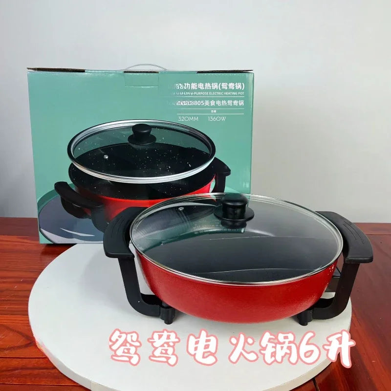 Electric hot pot 6L large capacity Korean style non stick electric pot, household electric cooking pot