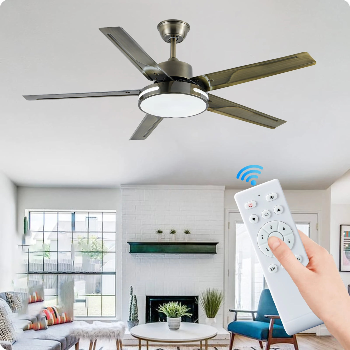 Modern LED Ceiling Fan With Light 52Inches DC Motor Reversible Blades Remote Control Led Fans Lamp With Lights