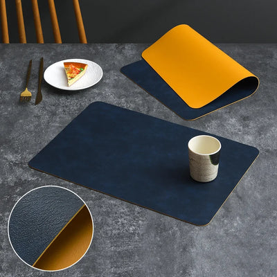 Luxury Placemat Leather Waterproof Double Layer Cowhide  Western Food Mat Hotel Insulation Mat Placemats for Dinning Table