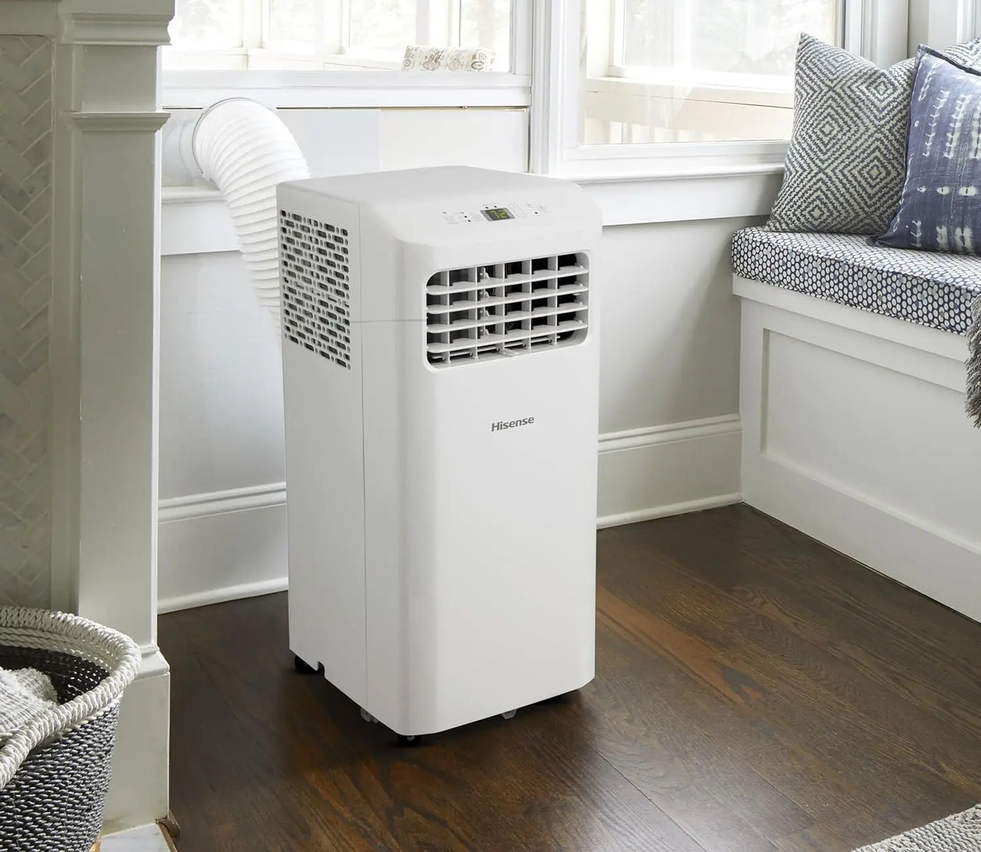 Portable Air Conditioner 5000-BTU DOE (115-Volt) White Vented, Remote control, Cools 150-sq ft, 24 Hour Timer, 3-modes (Cooling,