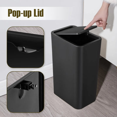 10L Small Trash Can with lid,Garbage Can Slim Trash Bin Waste Basket for Bathroom,Kitchen,Bedroom,Living Room,Office,Laundry