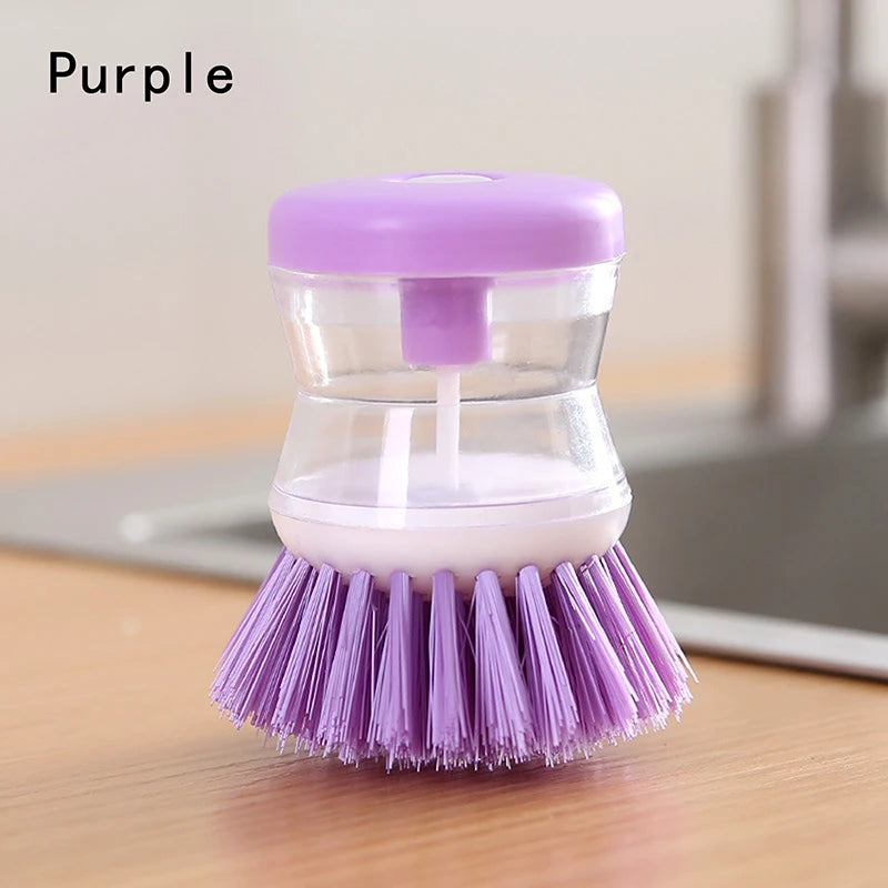 Household Cleaning Brush 2 In 1 Handle Cleaning Brush with Removable Liquid Soap Dispenser Dishwashing Brushes Kitchen Tools