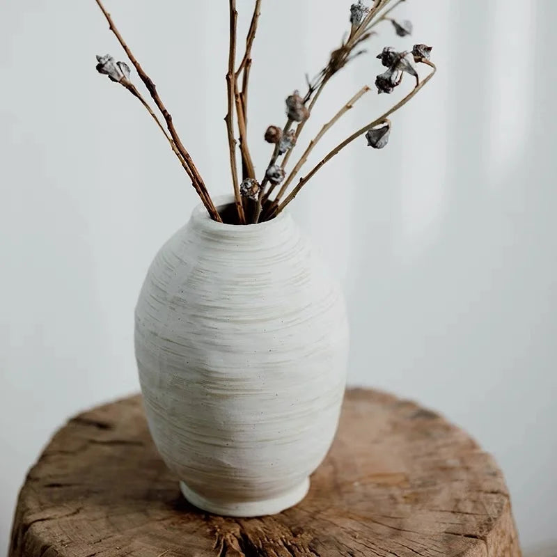 Retro And Nostalgic Handmade Ceramic Vases Dried Flowers Decorative Vase 20CM High Flower Vase Accessories For Home Decor