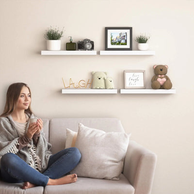 White 6Pcs Floating Shelves, Wall Mounted Small Shelves for Room, Modern Hanging Shelves, Display Wall for Wall Décor