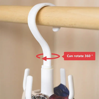 1PC Multi-functional swivel four claw hooks space-saving hanging clothes hanging bags hat hooks