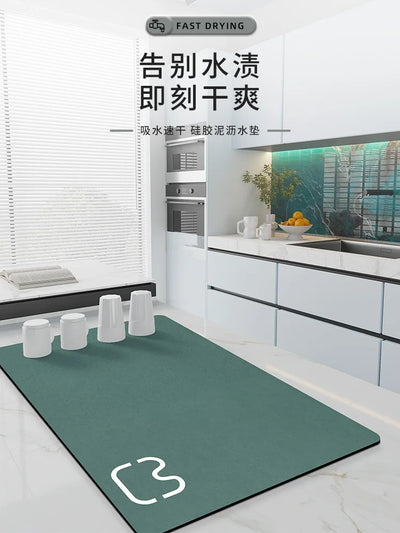 Kitchen Draining Mat Non-slip Drain Dish Drying Mats Coffee Pad Heat Resistant Tableware Placemat Dinnerware