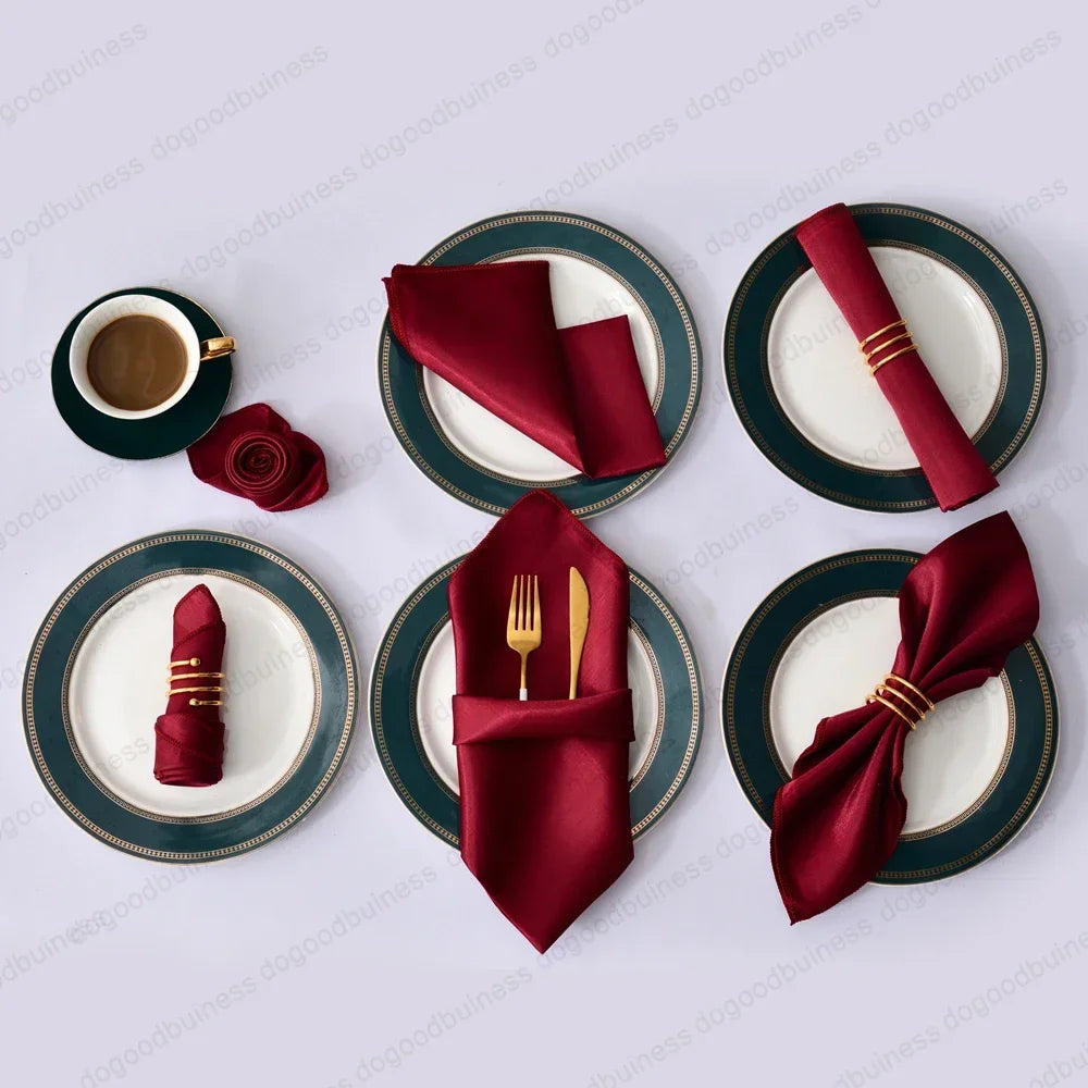 6pcs 30*30cm Satin Table Napkin Square Serving Table Napkins Wedding Party Soft Handkerchief Christmas Home Table Decoration