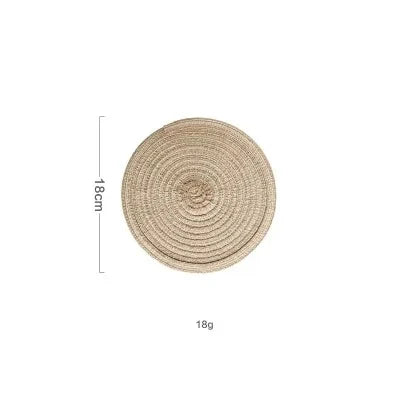 18/30cm Round Table Mat Woven Ramie Placemat Anti Slip Dining Table Mats Non-Slip Tableware Bowl Pads Kitchen Drink Cup Coasters