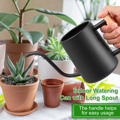 1L Plant Watering Can Stainless Steel Long Nozzle Watering Pot With Handle Leak-proof Gardening Watering Tools for Potted Plants