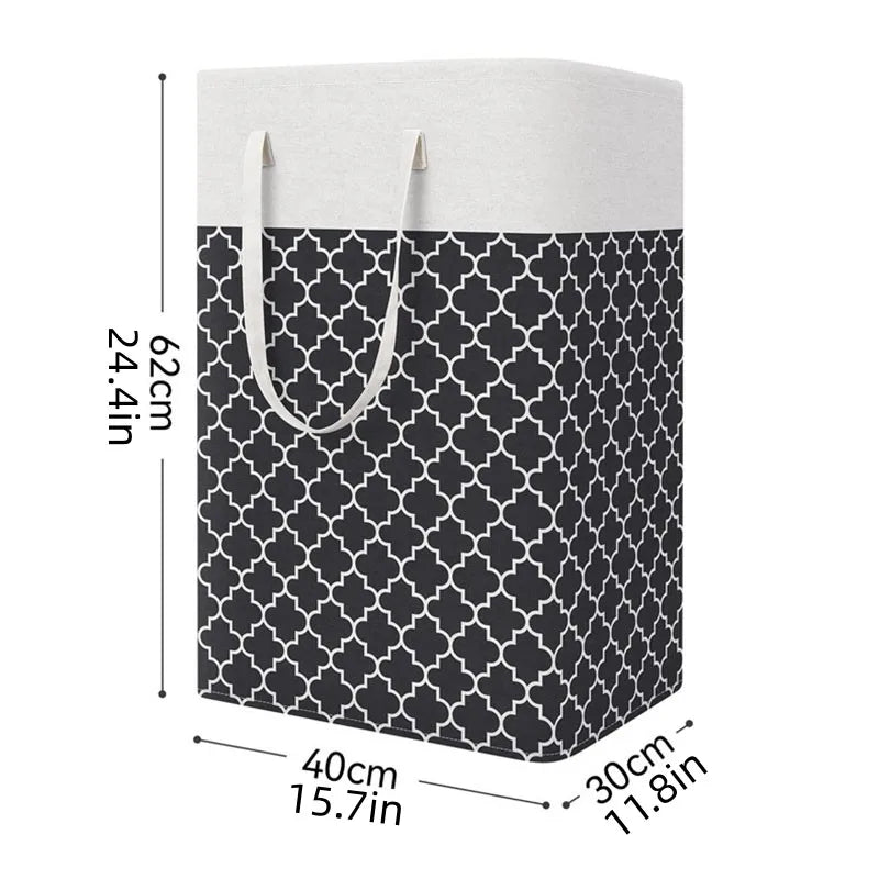 Home Bathroom Foldable Laundry Basket Dirty Laundry Storage Bucket with Printed Pattern for Bedroom, Living Room, Toy Storage