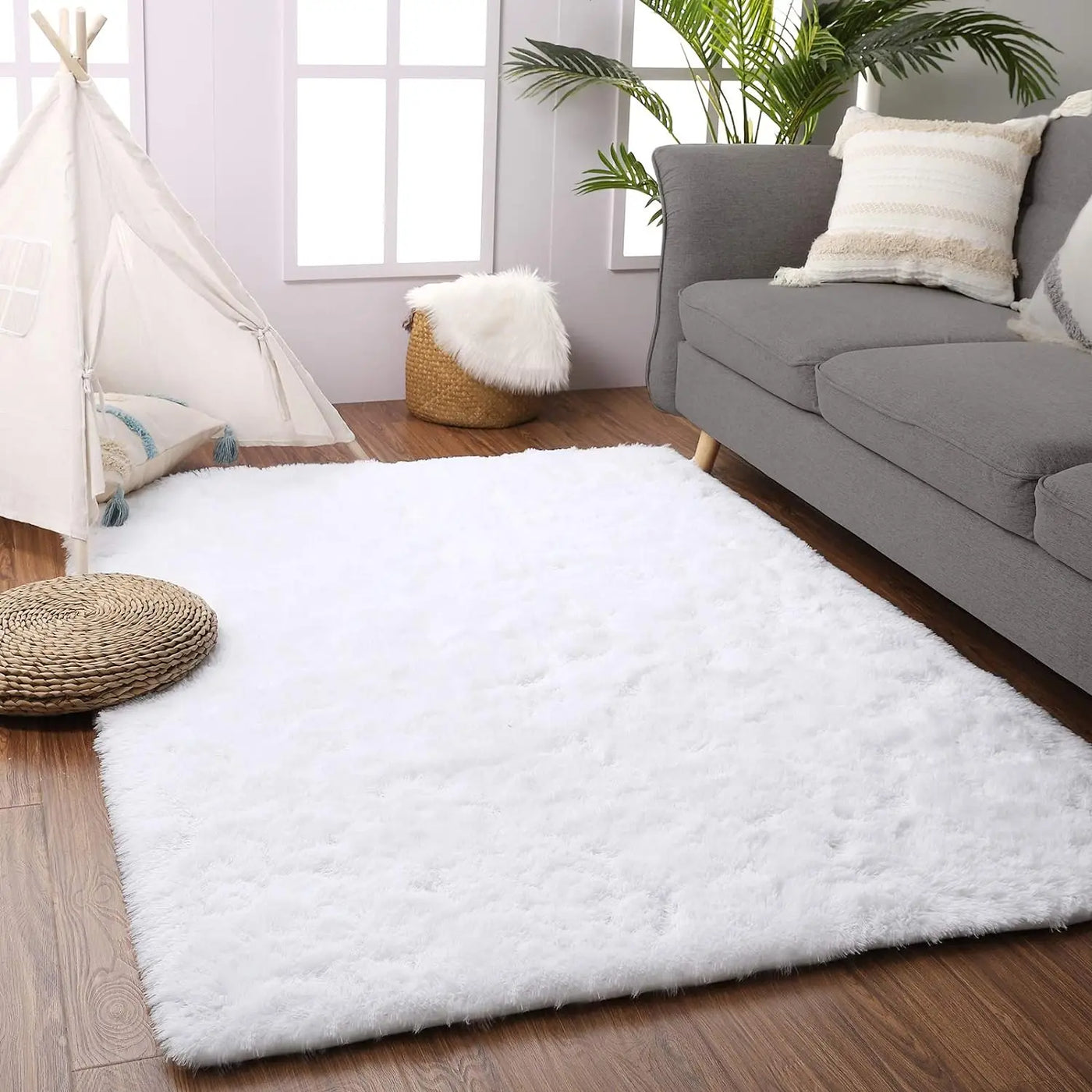 Nordic Furry Rug Bedroom Carpet Living  Room Modern Decoration Hairy Carpets Large Size Black Gray Pink Beige Non Slip Mat