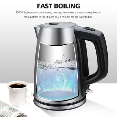 1.7L Electric Kettle Stainless Steel Kettle Cordless 2200W Household Kitchen Fast Heating Boiling Teapot Pot For Gift Sonifer