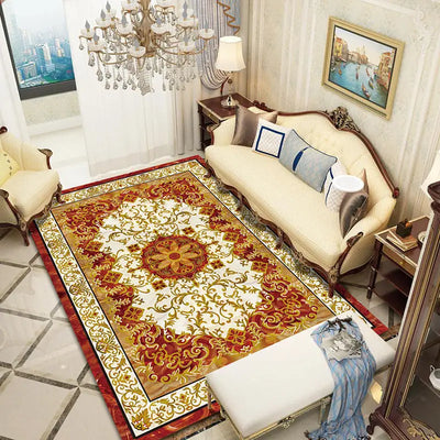 Chinese Style Carpet Big Size Rectangle Luxury Rugs Home Living Room Decoration Non Slip Washable Bedroom Bathroom Polyester Mat