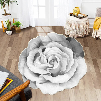 Flower Shape Carpet Soft Round Kitchen Floor Mat Peony Art Rug Living Room Bedroom Bedside Carpet Anti-slip Hallway Door Mat