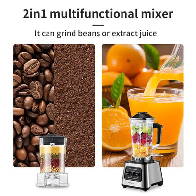 Houselin 6000W Countertop Blenders for Shakes and Smoothies, Protein Drinks Baby Food Nuts Spices, Grinder for Beans, 2 in 1