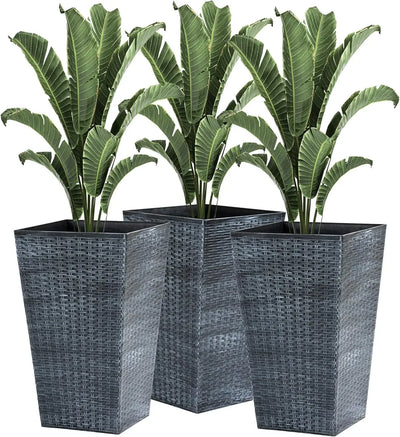 Planters with Drainage Hole Set of 3, Outdoor Flower Pots for Porch, Front Door, Entryway, Patio and Deck