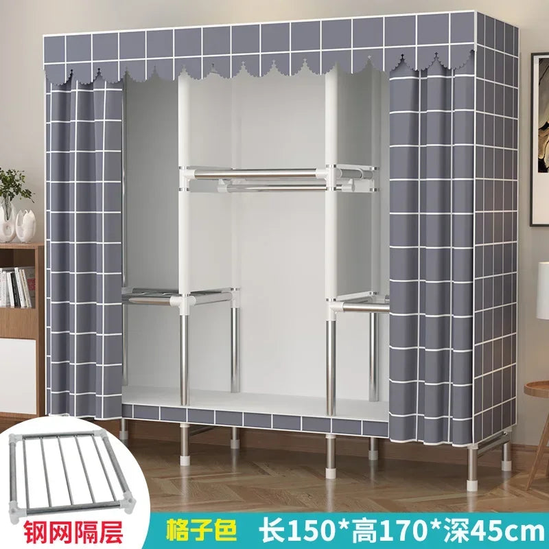 Simple Steel Frame Wardrobe  Easy Assembly, NonWoven Fabric Closet, Durable Storage Solution, Bedroom Organization