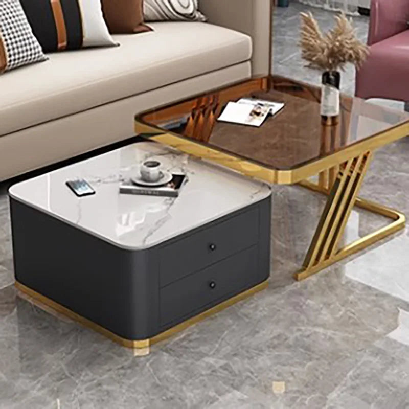 Gold Luxury Nordic Coffee Tables Living Room Square Modern Coffee Tables Storage Design Mesa De Centro De Sala Home Furniture