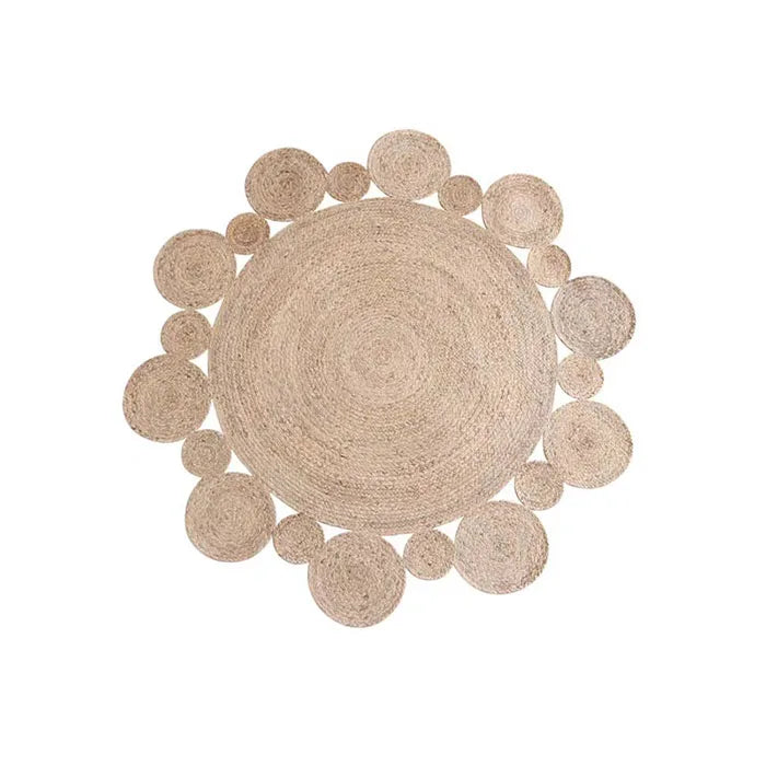 Natural Bulrush Round Carpets Rugs Straw Grass Rattan Carpets Bedroom Living Room Tea Table Floor Mats Environmentally Friendly