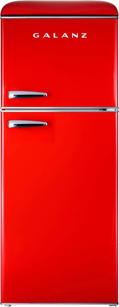 GLR46TRDER Retro Compact Refrigerator with Freezer Mini Fridge with Dual Door, Adjustable Mechanical Thermostat, 4.6 Cu Ft, Red