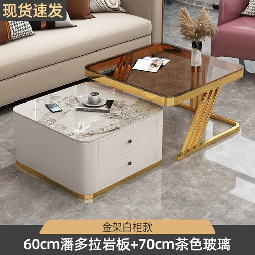 Gold Luxury Nordic Coffee Tables Living Room Square Modern Coffee Tables Storage Design Mesa De Centro De Sala Home Furniture