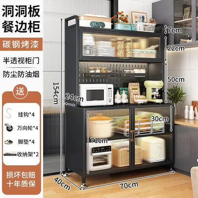 Modern Kitchen Cabinet Hutch Movable Full Door Glass Cabinet Storage Display Cupboards Muebles Cocina Multifunctional Furniture